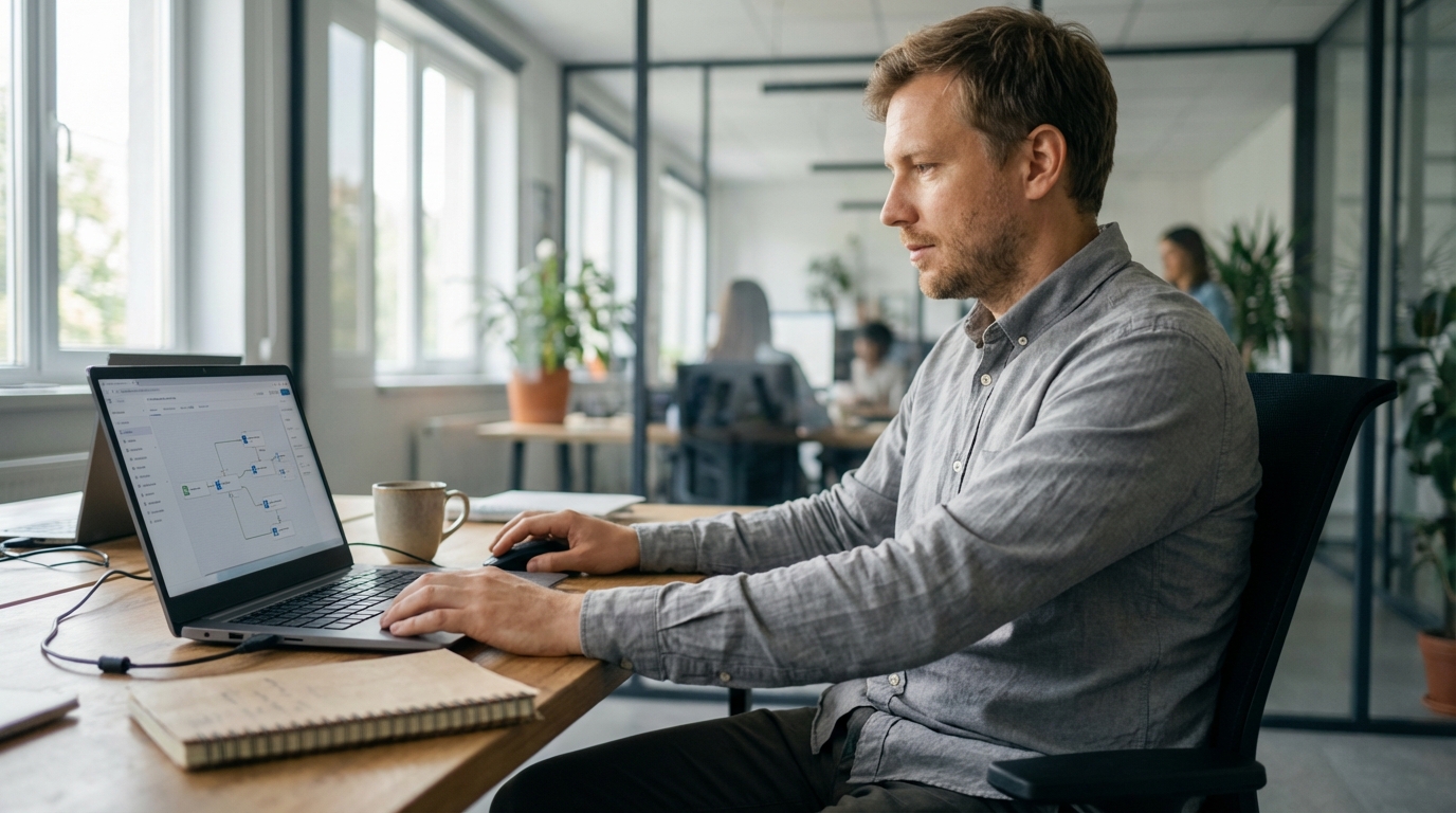 Professionnel configurant des automatisations