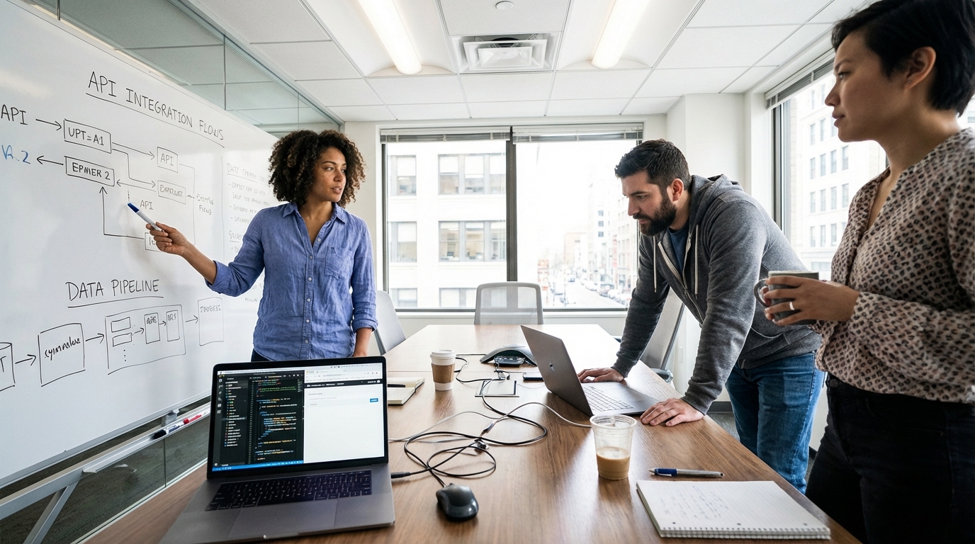 Équipe collaborant sur des intégrations API