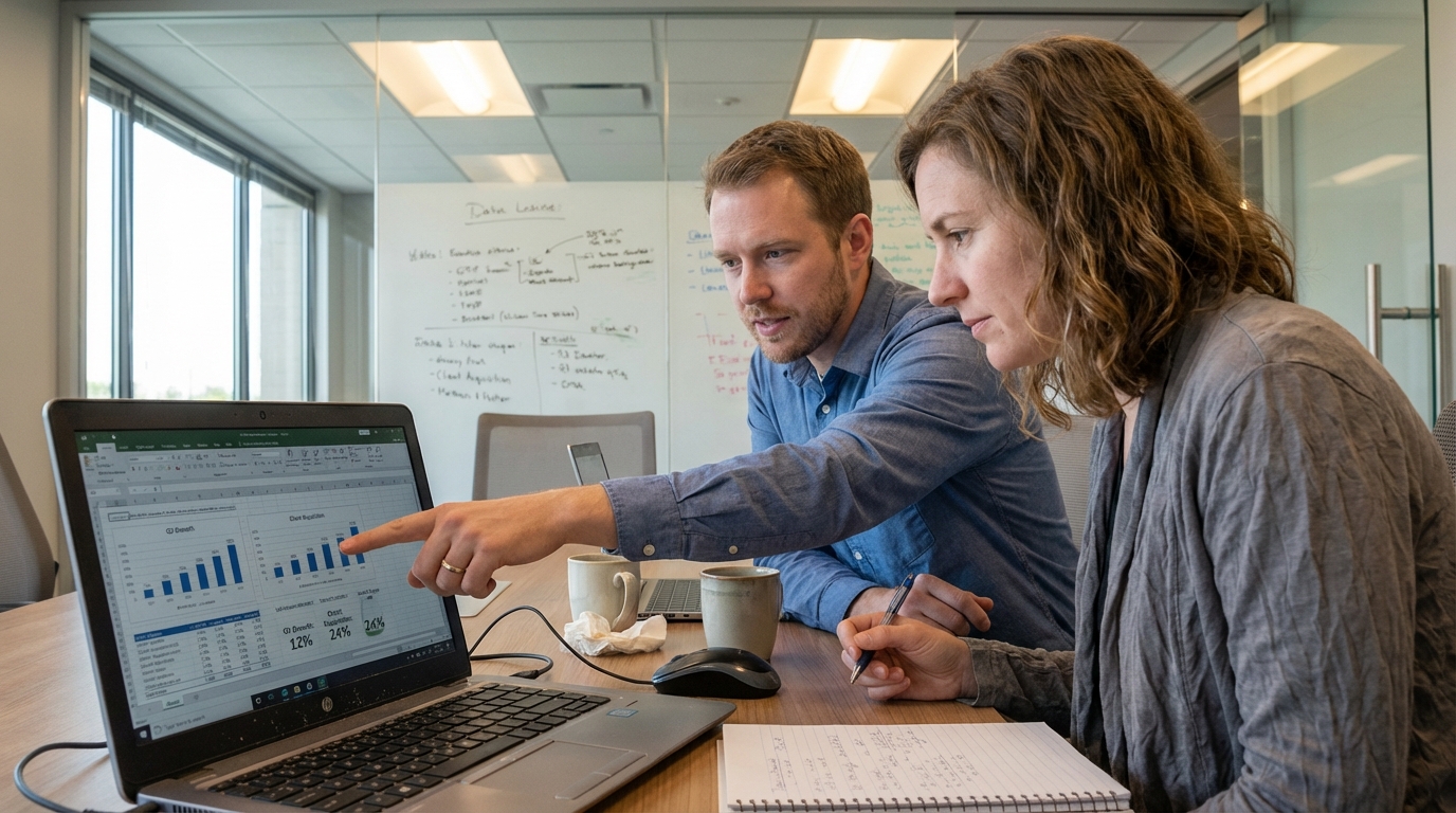 Deux professionnels collaborant sur des données Excel