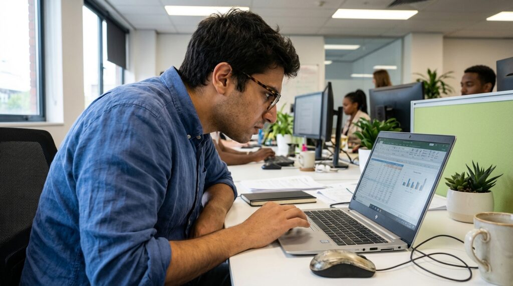 Un professionnel concentré sur des formules Excel