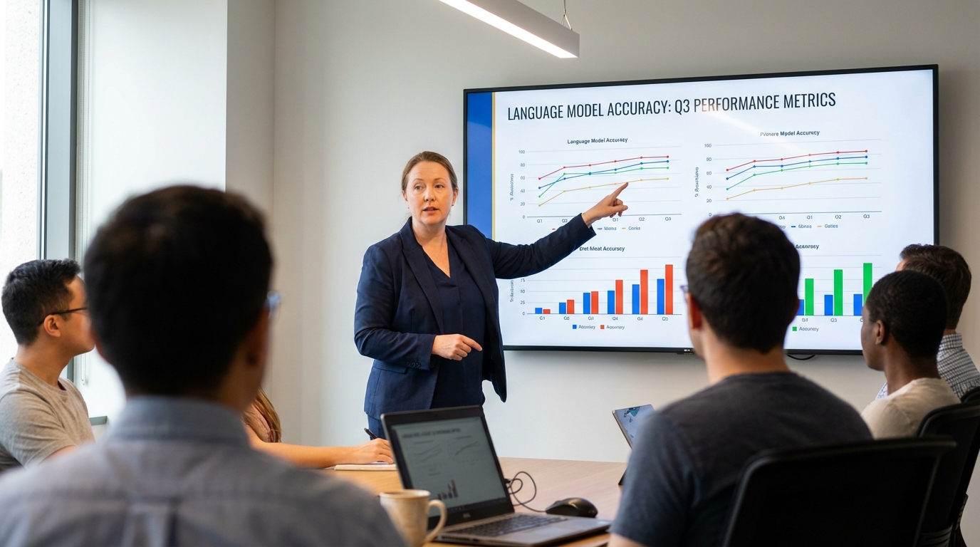 Réunion d'équipe sur les performances d'un LLM