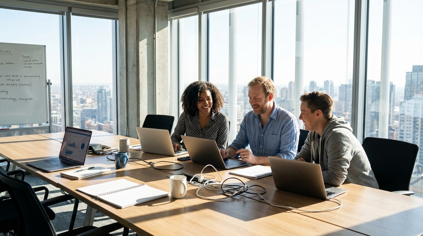 Équipe assistée par l'IA et collaborant sur un projet