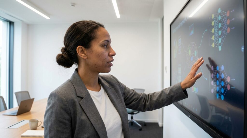 Un ingénieur en intelligence artificielle suivant l'évolution de son modèle de langage