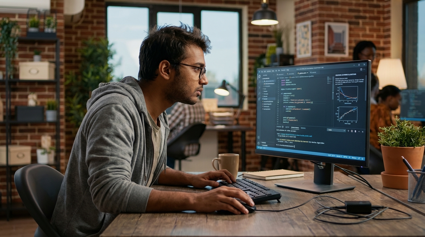 Un programmeur travaillant sur des algorithmes de machine learning