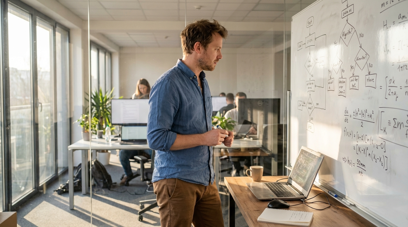 Scientifique des données analysant des diagrammes d'algorithmes