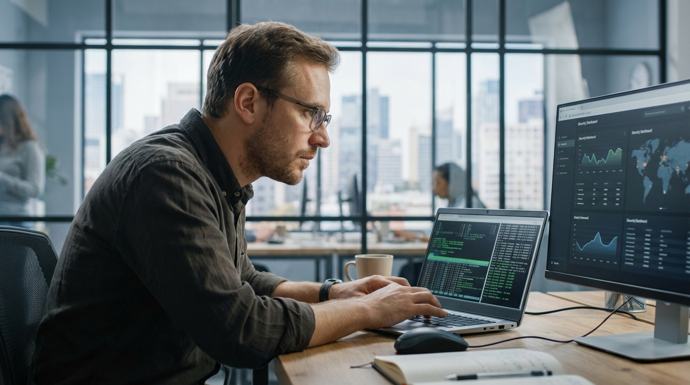Expert en cybersécurité analysant des logs