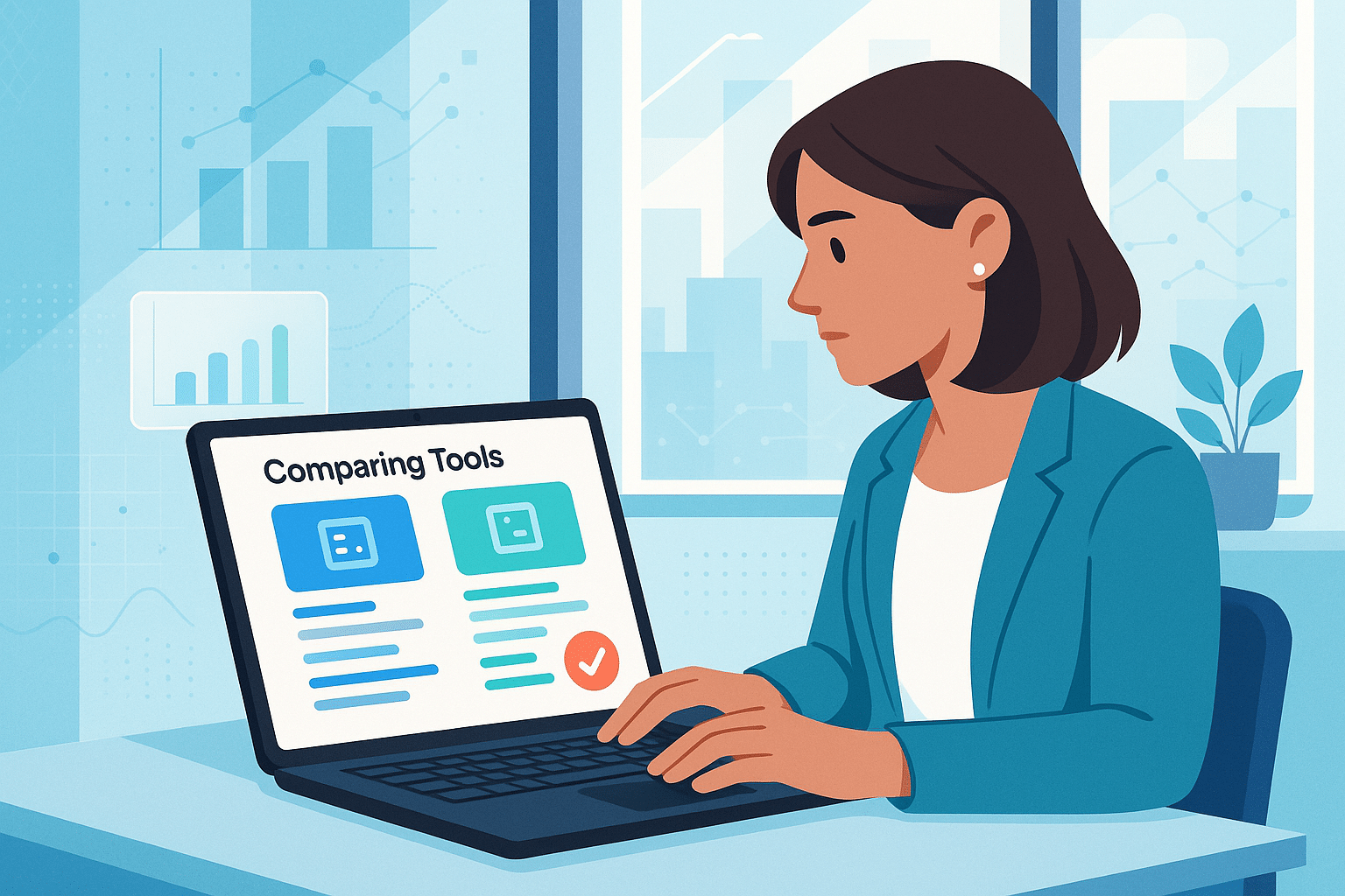 Professionnelle RH comparant différentes solutions SIRH sur ordinateur pour choisir l’outil le plus adapté à la gestion des ressources humaines.