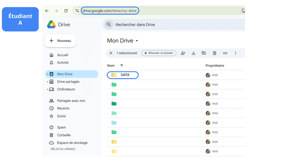 Dossier partagé par l'étudiant A