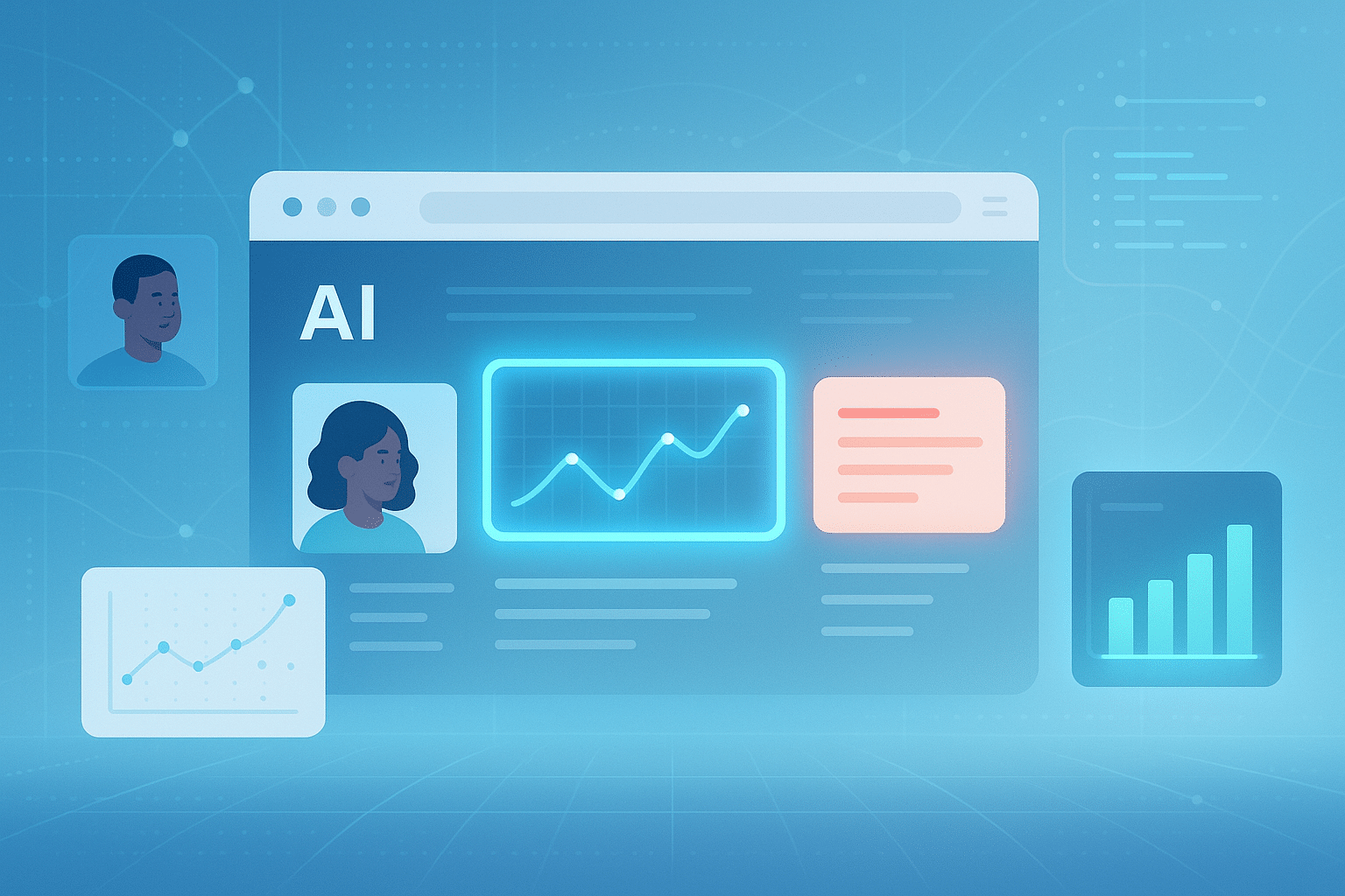 Interface utilisateur de l'AI Browser affichant des graphiques et des fonctionnalités, illustrant les capacités de Perplexity Comet.