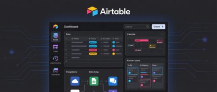 Capture d'écran du tableau de bord d'Airtable montrant des données organisées et des outils de gestion.