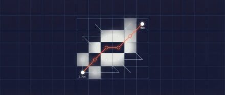 Graphique illustrant le fonctionnement de l'algorithme A*, avec un chemin tracé entre des points sur une grille.