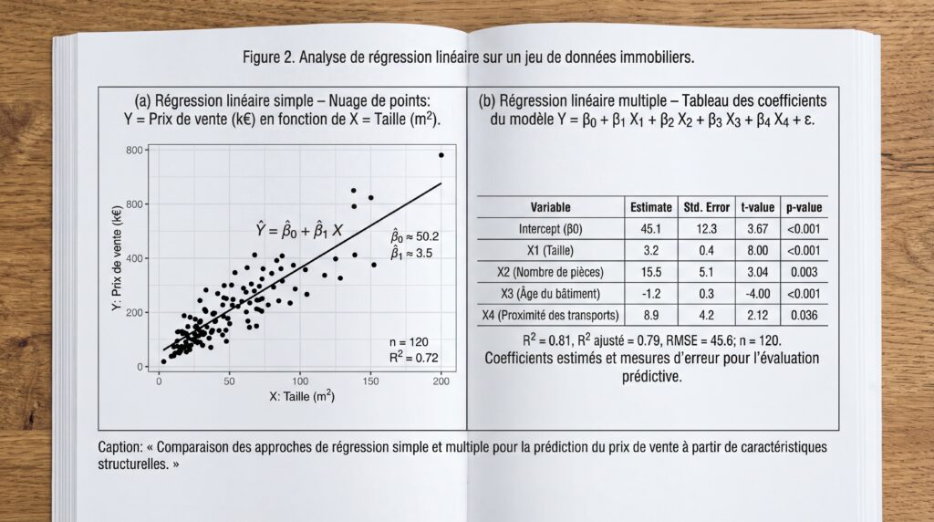 Graphique montrant l'analyse de régression linéaire sur des données d'investissement, avec une équation de tendance et des valeurs de coefficients.