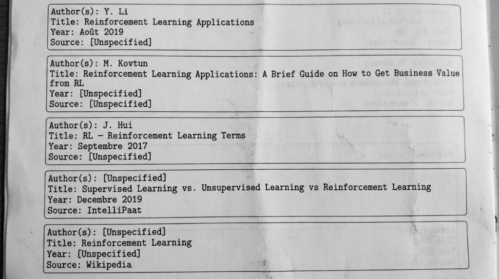 Liste d'articles sur les applications de l'apprentissage automatique, incluant des titres et des auteurs.