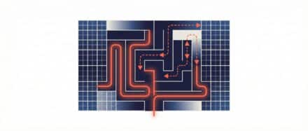 Illustration représentant un chemin complexe avec des flèches, symbolisant le concept de backtracking en programmation.