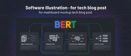Illustration montrant le fonctionnement de BERT, un outil de traitement du langage, avec ses différentes étapes comme le prétraitement et l'apprentissage automatique.