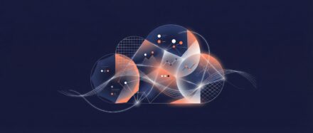 Illustration abstraite représentant le concept de Big Data avec des formes et des données.