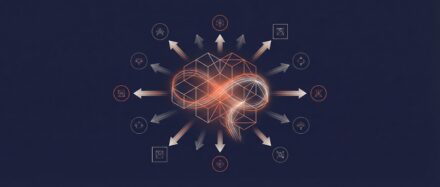 Illustration d'un cerveau avec des flèches symbolisant les différentes applications de l'apprentissage automatique.