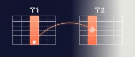 Illustration montrant une clé étrangère reliant deux tables en SQL, avec les tables T1 et T2 mises en avant.