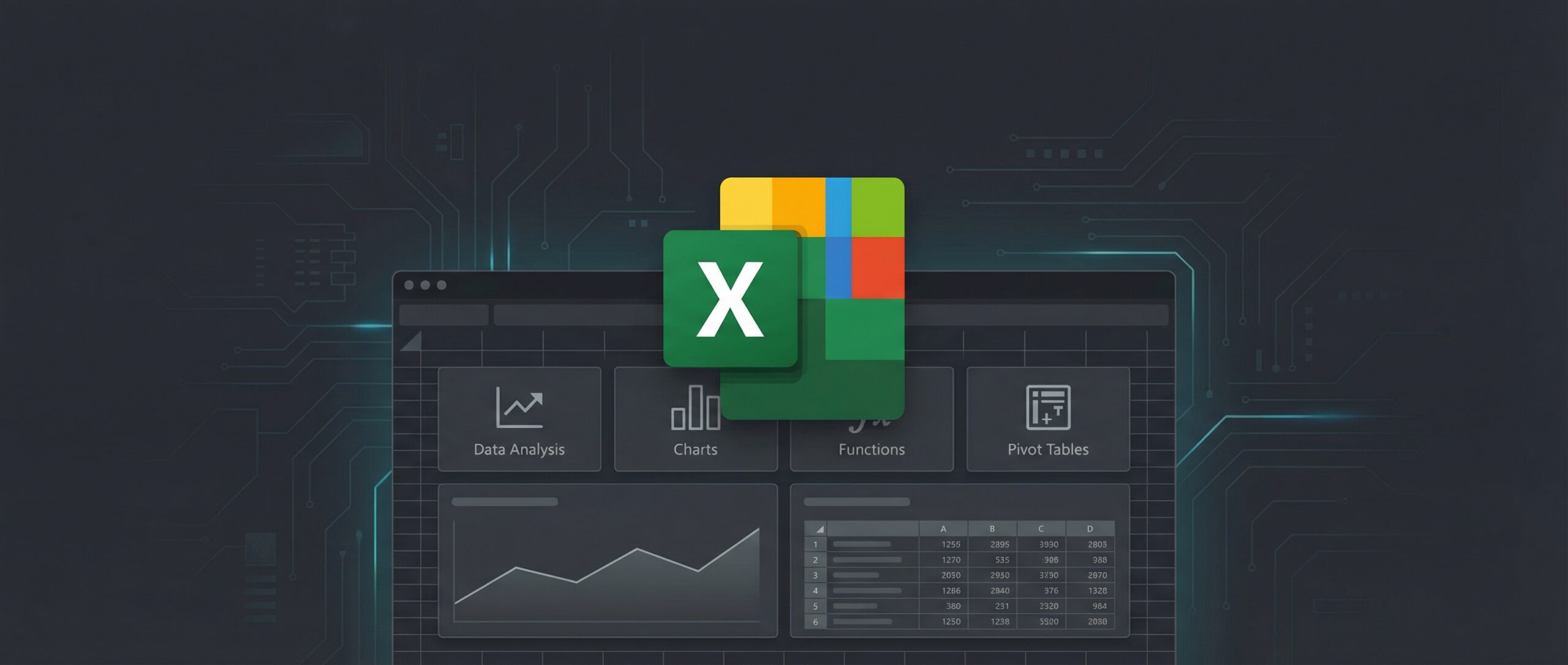 Interface Excel affichant des graphiques et des données sur un fond sombre.