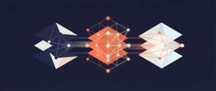 Illustration d'un réseau de neurones profond avec des formes géométriques et des connexions représentant des neurones.