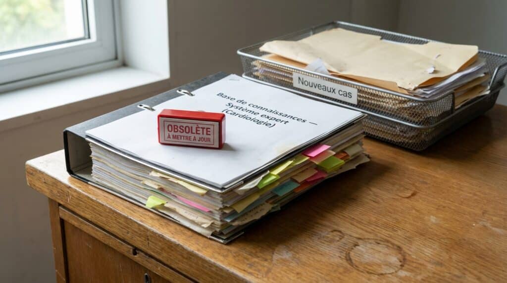Dossier organisé sur un bureau avec des documents classés et un tampon encreur marqué 'CONFIDENTIEL'.