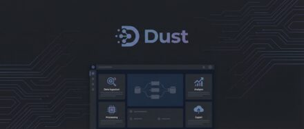 Interface du logiciel Dust utilisée pour le prompt engineering, avec des modules d'ingestion de données, traitement, analyse et export.