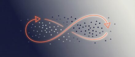 Graphique illustrant le concept d'une boucle infinie avec des flèches et des particules, symbolisant le fonctionnement d'une époque.