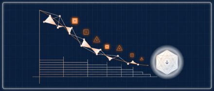 Graphique représentant une fonction de coût en intelligence artificielle avec des flèches et des symboles géométriques indiquant les variations.