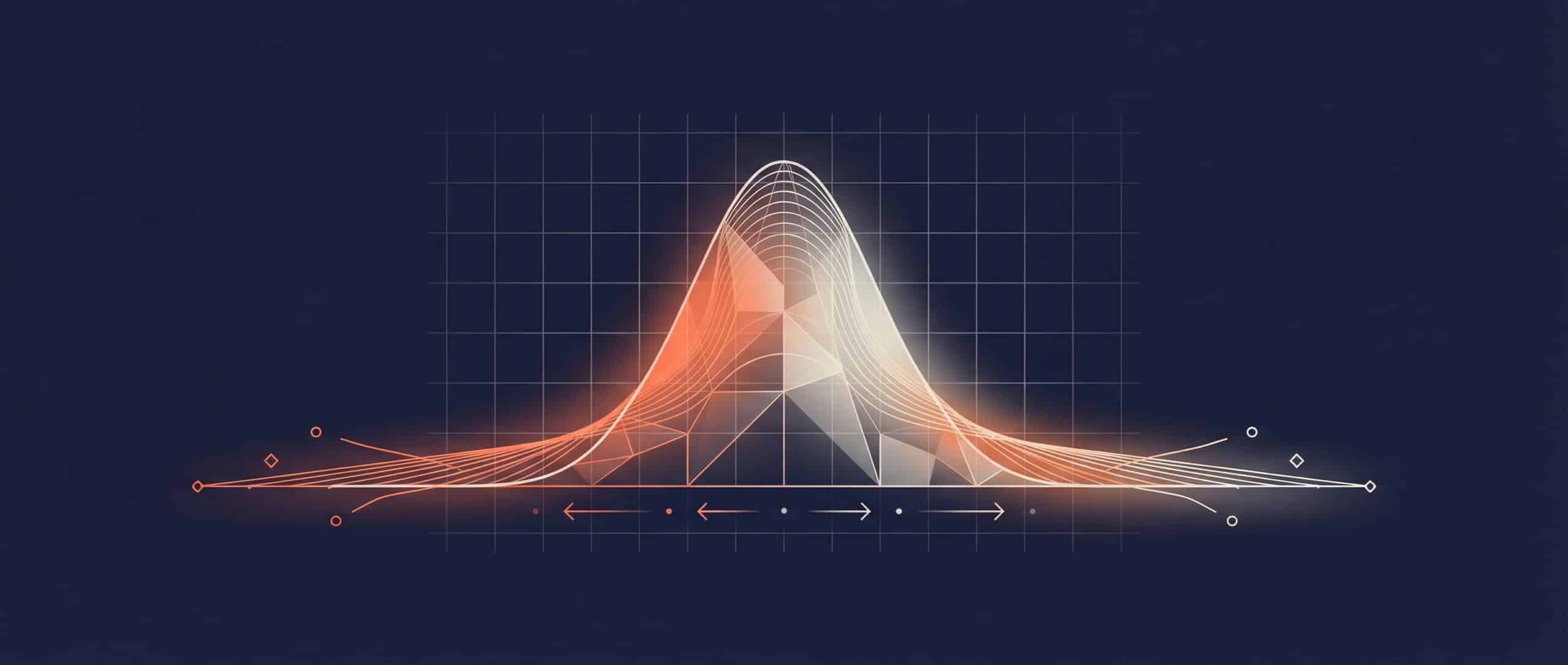 Graphique représentant une courbe de distribution illustrant la kurtosis et la fréquence des valeurs aberrantes.