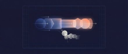 Illustration abstraite représentant des formes géométriques symbolisant les principes du Lean Management.