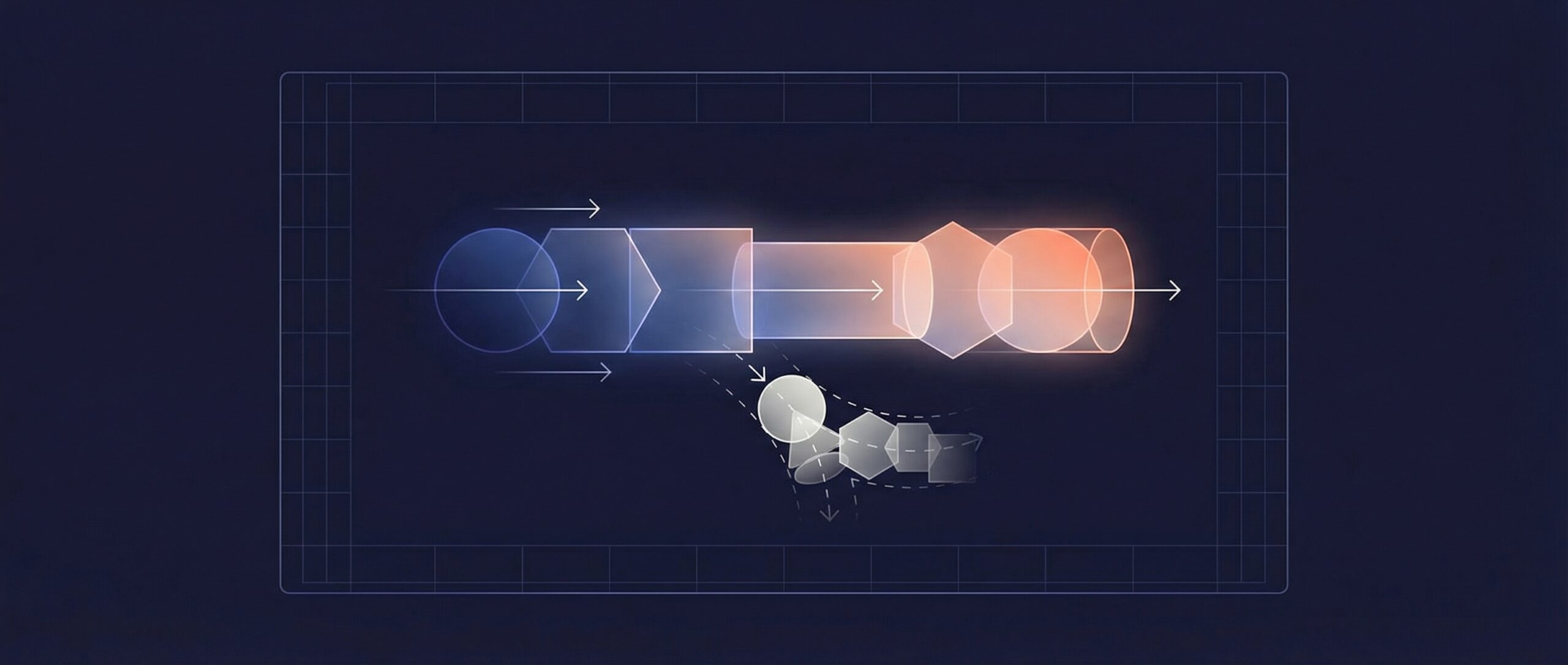 Illustration abstraite représentant des formes géométriques symbolisant les principes du Lean Management.