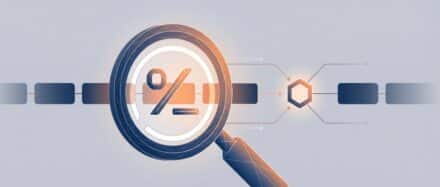 Loupe examinant un symbole de pourcentage, représentant la fonction de recherche LIKE en SQL.