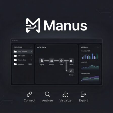 Interface utilisateur de Manus, un agent IA autonome chinois, montrant divers outils d'analyse et de visualisation de données.