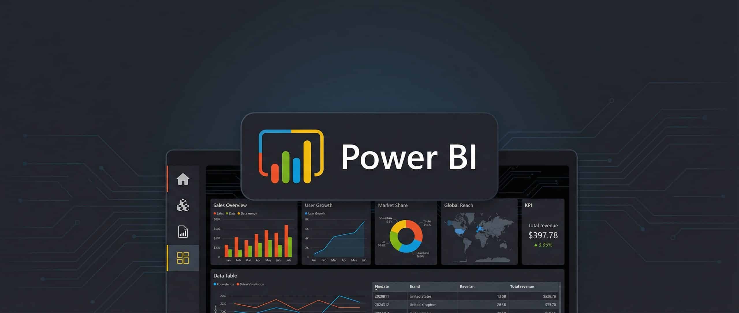 Interface de Power BI affichant des graphiques et des tableaux de bord analytiques pour les cabinets d'expertise comptable.