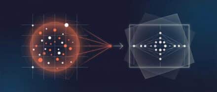 Illustration représentant la transition d'un ensemble de données désordonnées vers une structure normalisée.