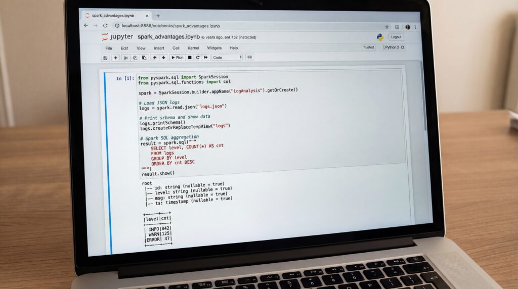 Écran d'un ordinateur portable affichant du code en cours de programmation.