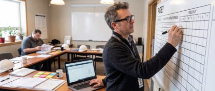 Un formateur expliquant un tableau de bord lors d'une session de préparation opérationnelle à l'emploi individuelle.