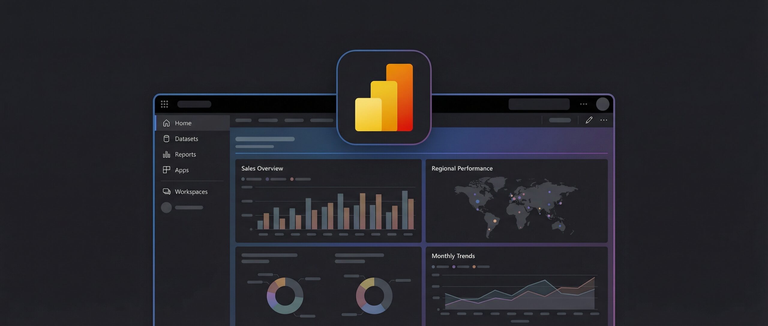Interface de Power BI montrant des graphiques et des analyses de données, illustrant l'utilisation des slicers.