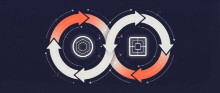 Illustration représentant deux cercles de processus agiles avec des flèches, symbolisant la méthode agile.