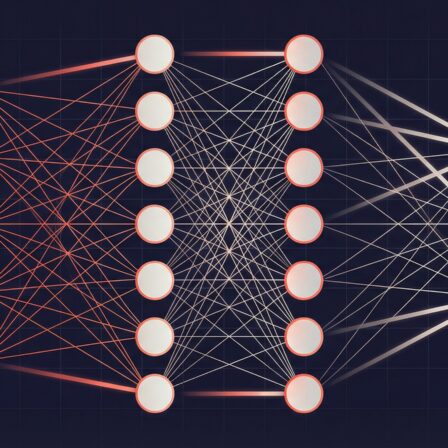 Schéma illustrant un réseau de neurones artificiels avec des couches de nœuds interconnectés.