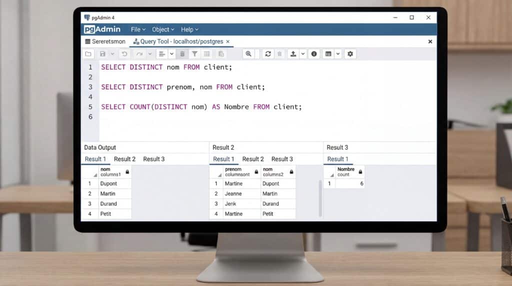 Écran d'ordinateur montrant un script Python en cours d'exécution avec des résultats affichés dans une table.