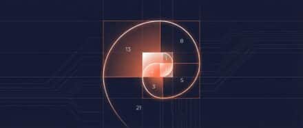 Illustration de la spirale de Fibonacci avec des carrés numérotés, symbolisant la suite de Fibonacci et son lien avec le nombre d’or.
