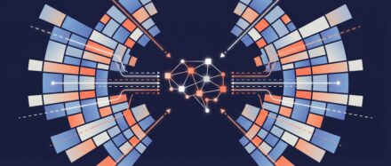 Image représentant une visualisation graphique complexe symbolisant l'intelligence artificielle et le raisonnement humain à travers des motifs colorés.