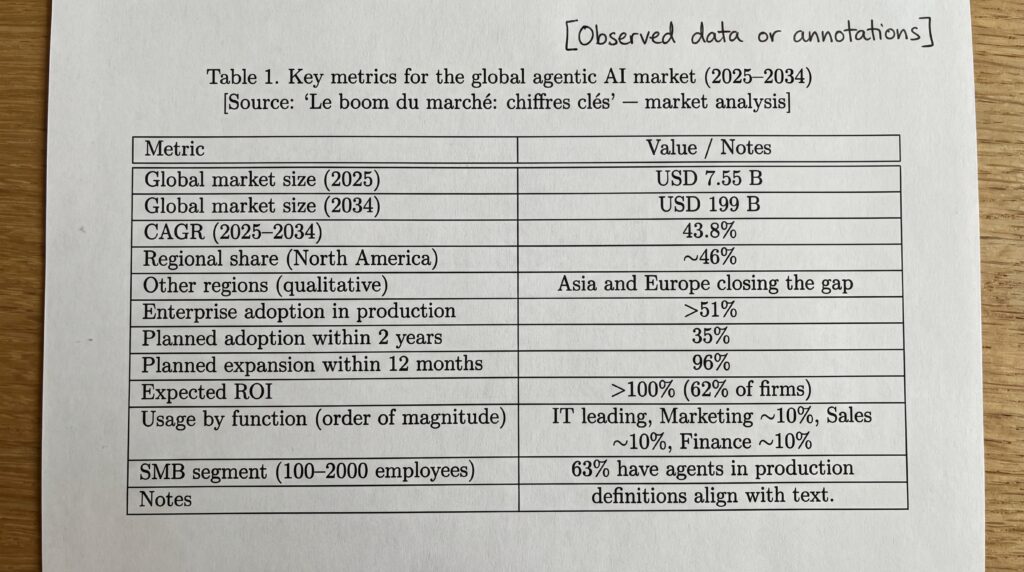 Tableau présentant les métriques clés pour le marché mondial de l'IA entre 2015 et 2026.