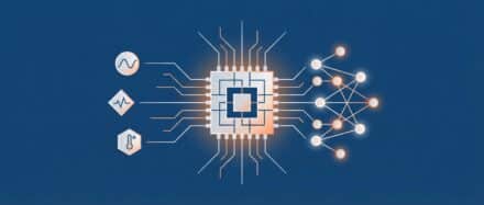 Illustration d'un microprocesseur connecté à des circuits, symbolisant la révolution de l'IA dans les appareils à faible consommation d'énergie.
