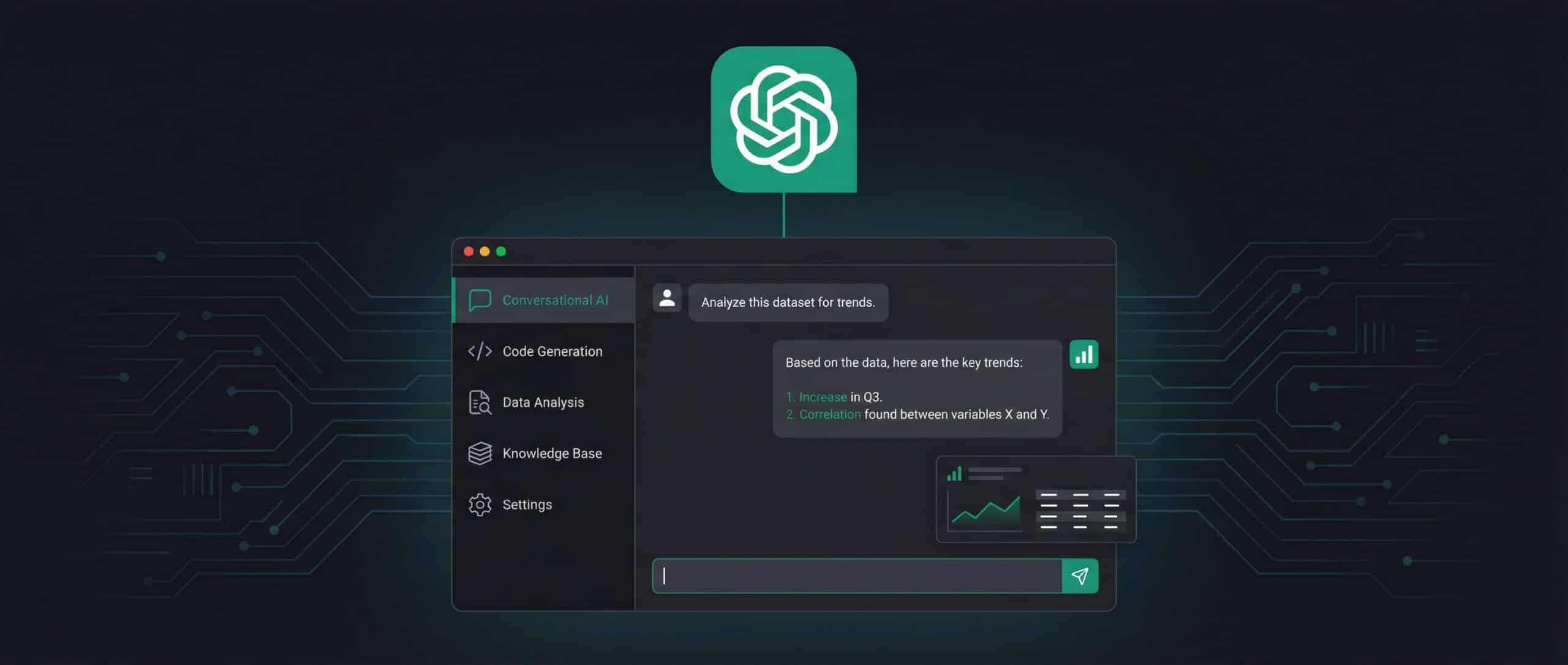 Interface d'un logiciel d'intelligence artificielle montrant une conversation avec un assistant virtuel.