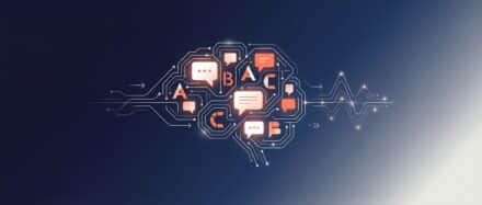 Illustration d'un cerveau stylisé avec des éléments de conversation, symbolisant le traitement du langage naturel (NLP).