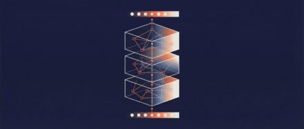 Illustration de modèles de transformateurs en intelligence artificielle, montrant des couches empilées et des détails géométriques.