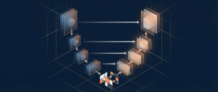 Illustration du fonctionnement du réseau de neurones U-NET utilisé en computer vision, montrant une architecture en forme de U avec couches de convolution et de décompression.