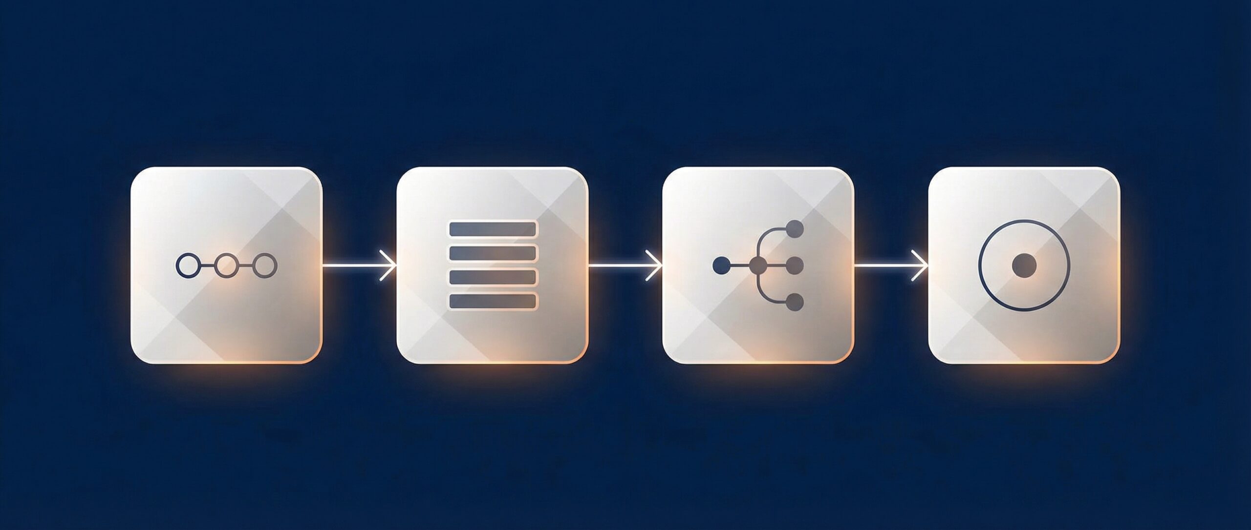 Illustration représentant le processus de workflow avec des icônes en transition.